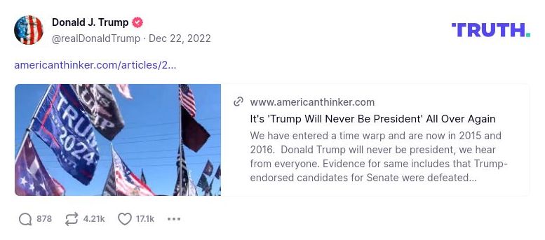 Post image from Donald Trump