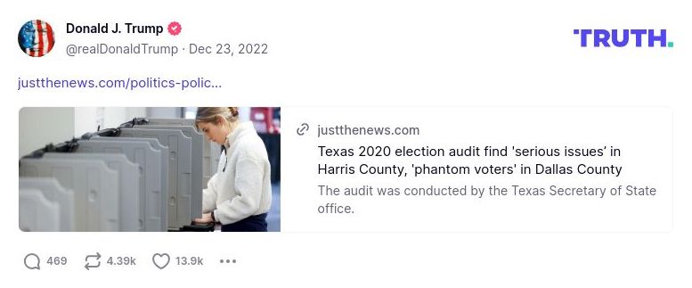 Post image from Donald Trump