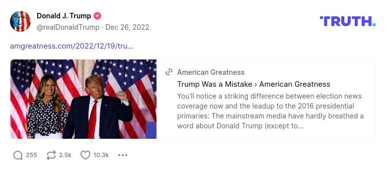 Post image from Donald Trump