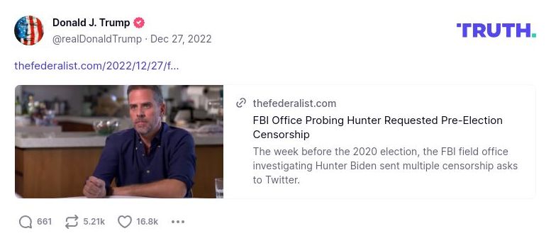 Post image from Donald Trump