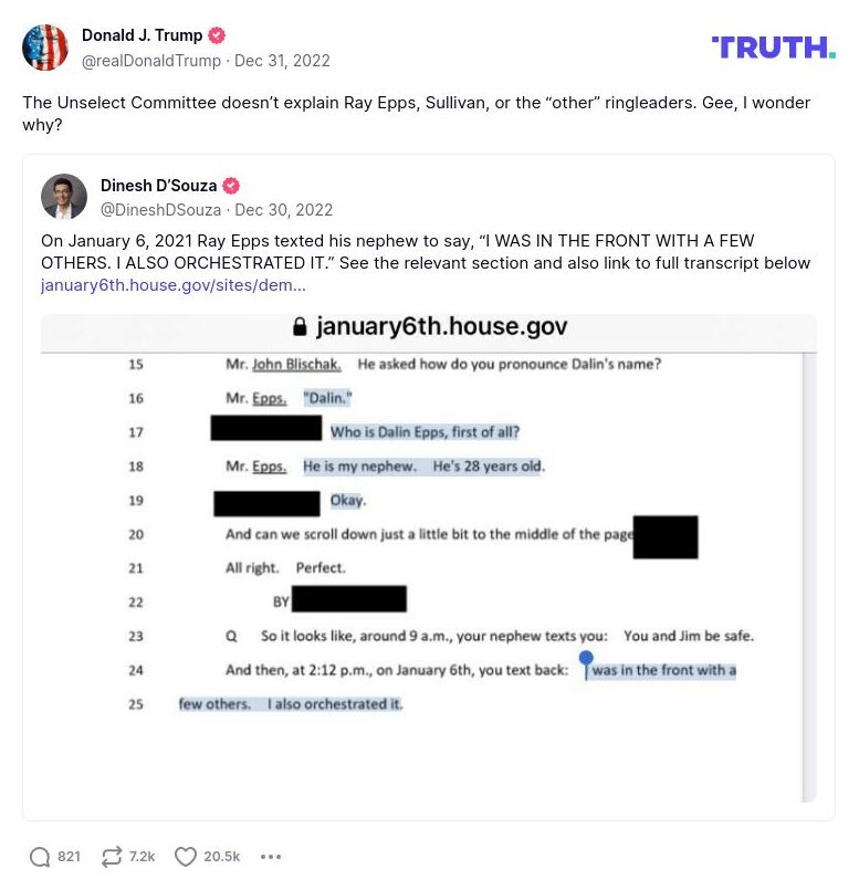 Post image from Donald Trump