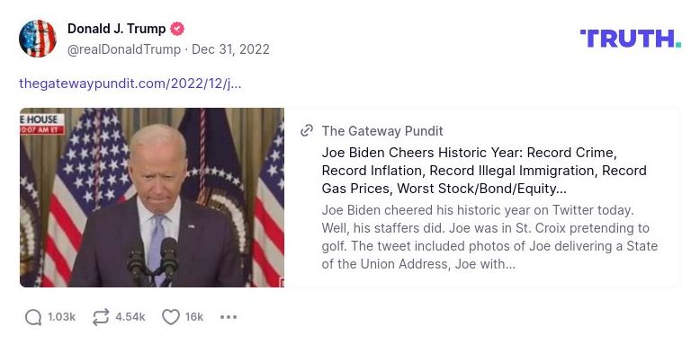 Post preview from Donald Trump