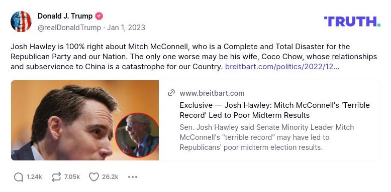 Post preview from Donald Trump