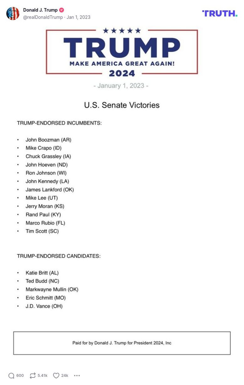 Post image from Donald Trump