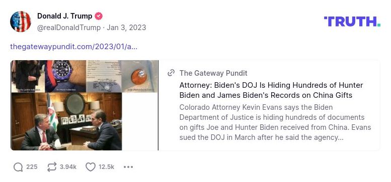 Post preview from Donald Trump