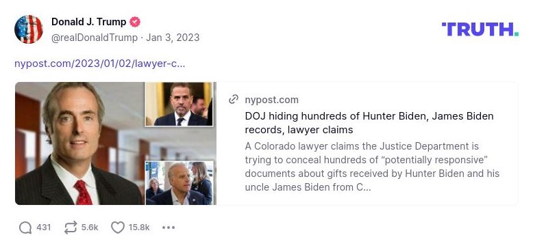 Post image from Donald Trump