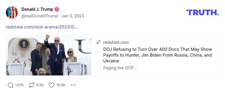 Post preview from Donald Trump