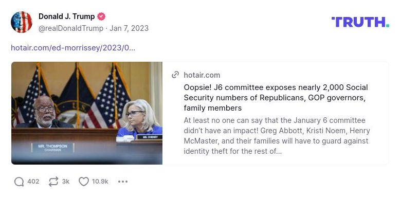 Post image from Donald Trump