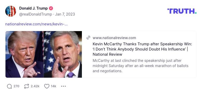 Post image from Donald Trump