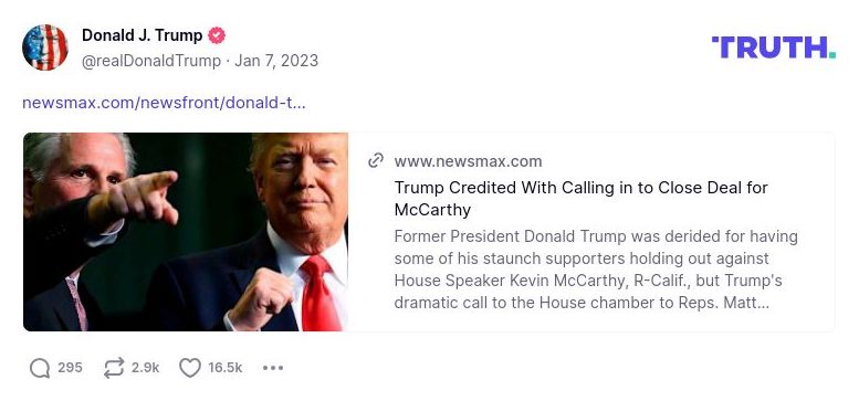 Post image from Donald Trump