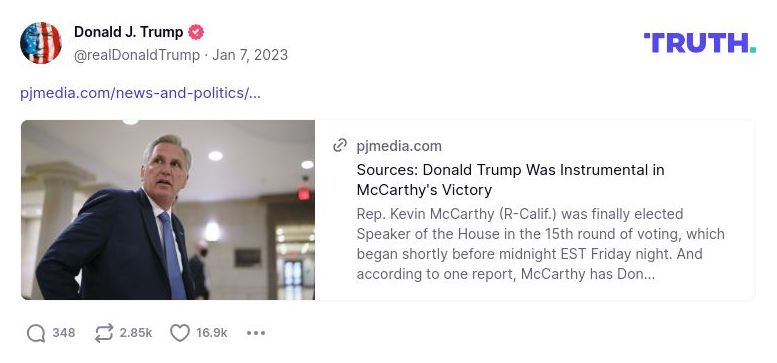 Post image from Donald Trump