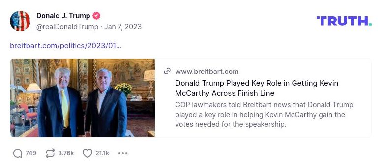 Post image from Donald Trump