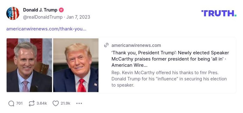 Post image from Donald Trump