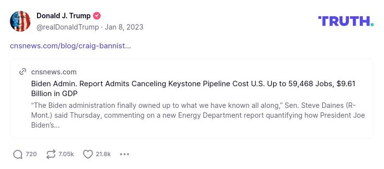 Post image from Donald Trump