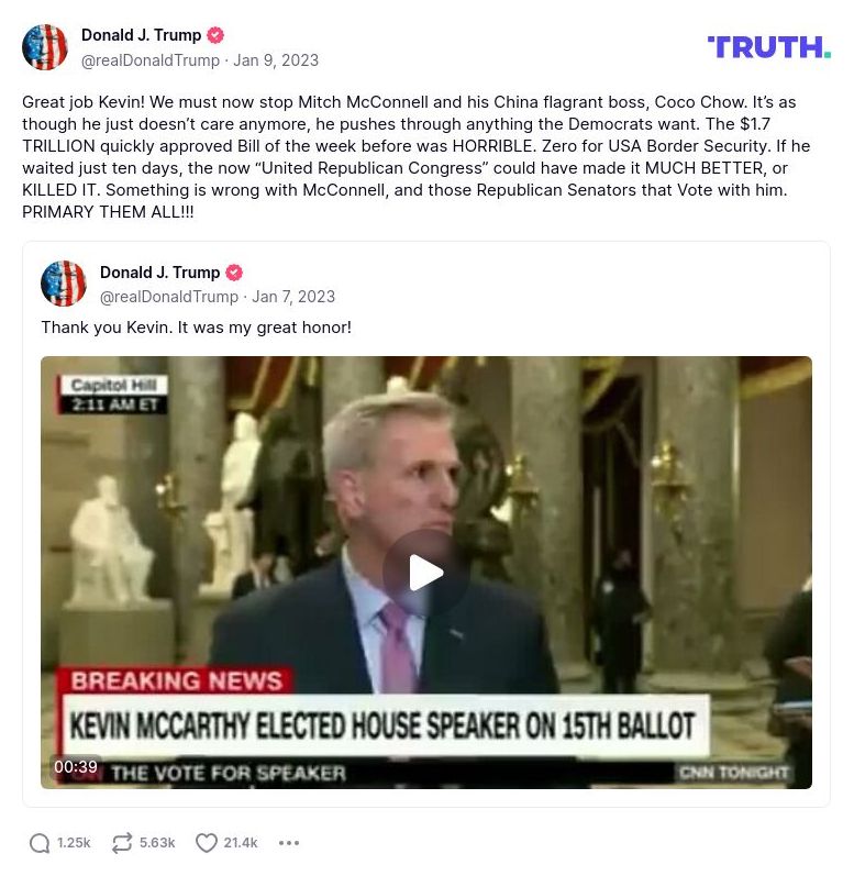 Post preview from Donald Trump