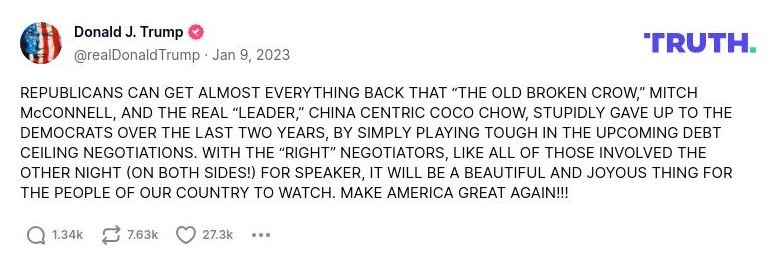 Post preview from Donald Trump