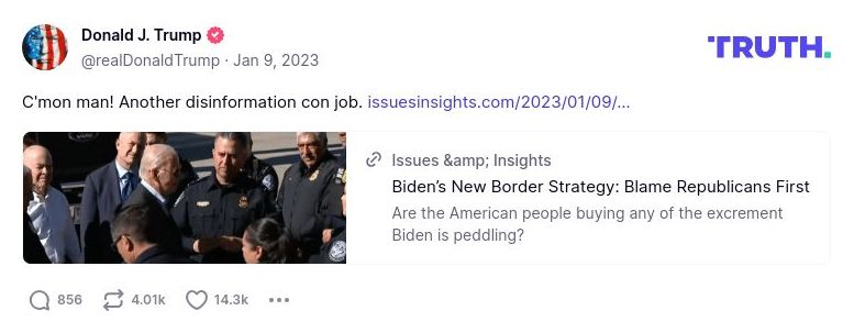 Post image from Donald Trump