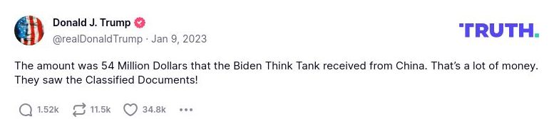 Post preview from Donald Trump