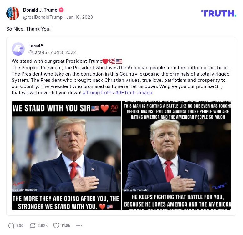 Post image from Donald Trump