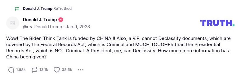 Post preview from Donald Trump