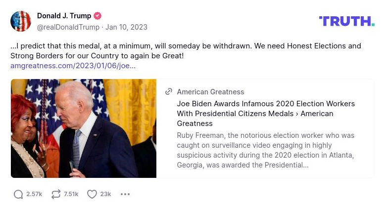 Post image from Donald Trump