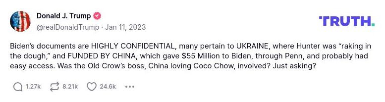 Post preview from Donald Trump