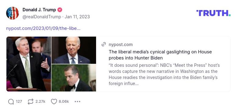 Post image from Donald Trump