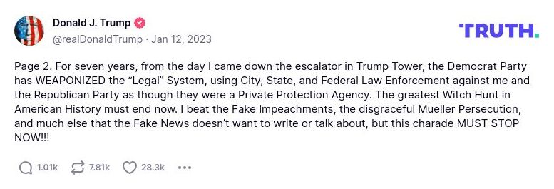 Post image from Donald Trump