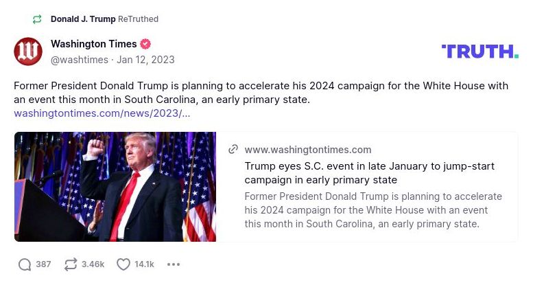 Post image from Donald Trump