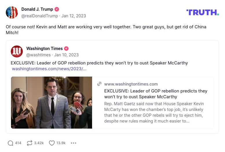 Post preview from Donald Trump