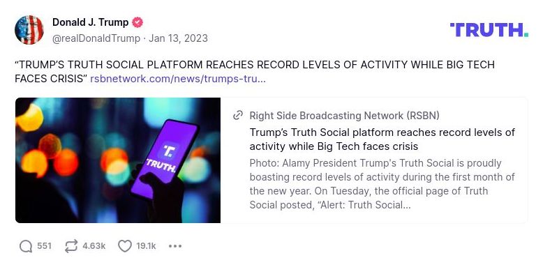 Post image from Donald Trump