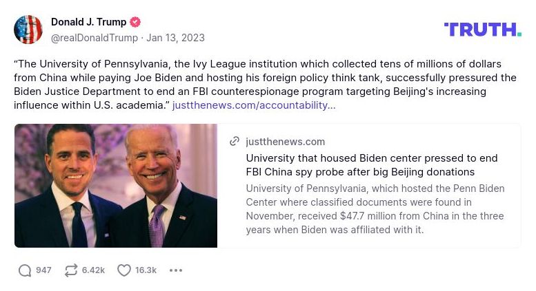 Post preview from Donald Trump