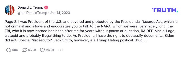 Post image from Donald Trump