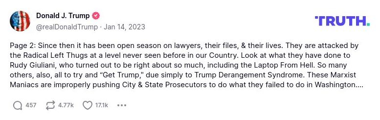 Post image from Donald Trump