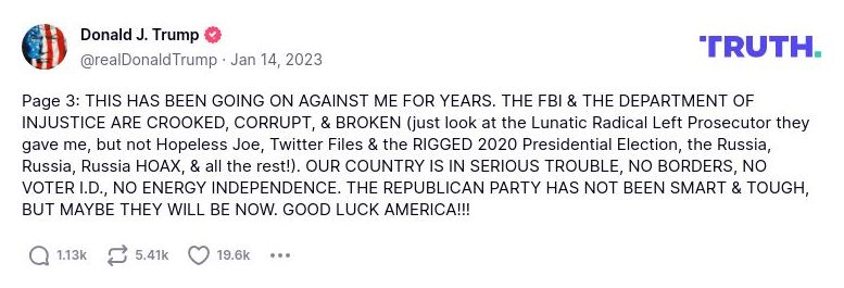 Post image from Donald Trump