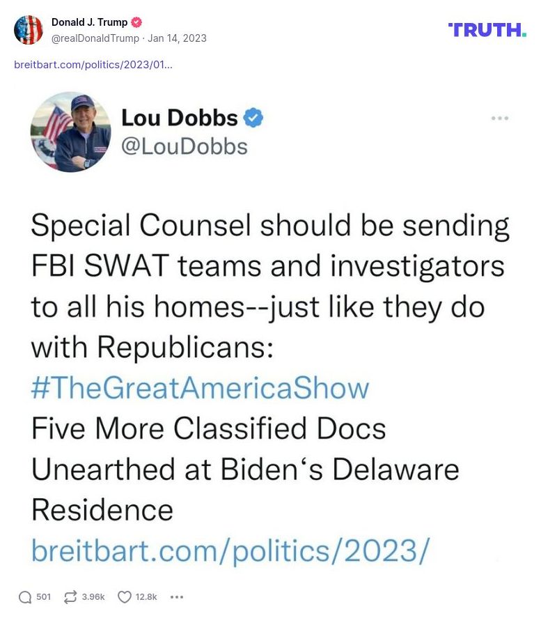 Post image from Donald Trump