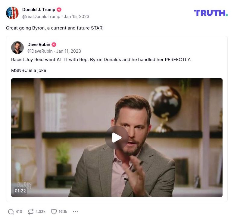 Post image from Donald Trump