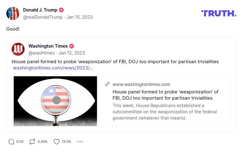 Post image from Donald Trump