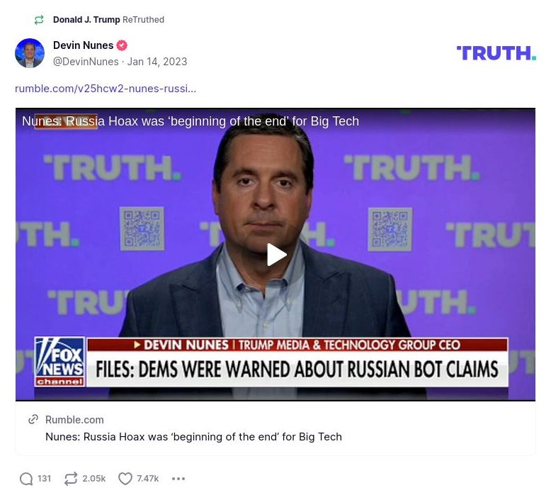 Post image from Donald Trump