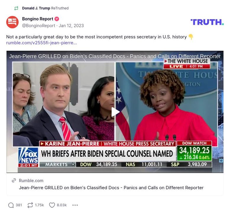 Post image from Donald Trump