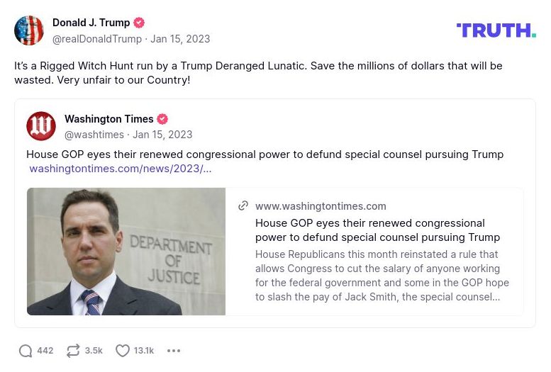 Post image from Donald Trump