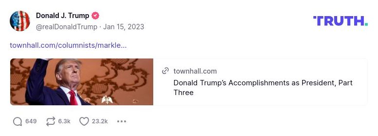 Post image from Donald Trump