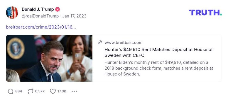 Post preview from Donald Trump