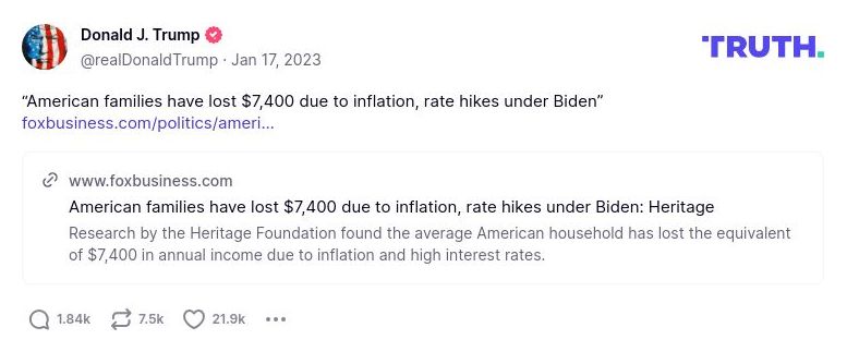 Post preview from Donald Trump