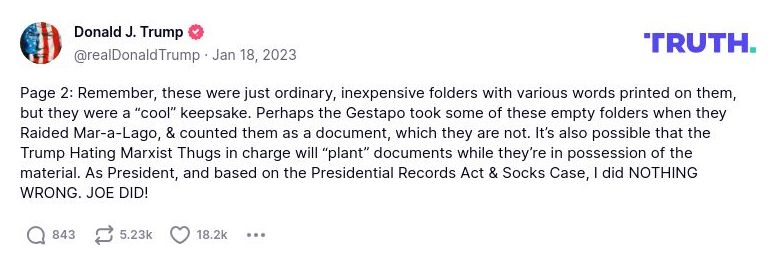 Post image from Donald Trump