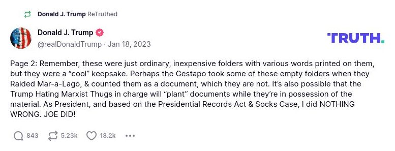 Post image from Donald Trump