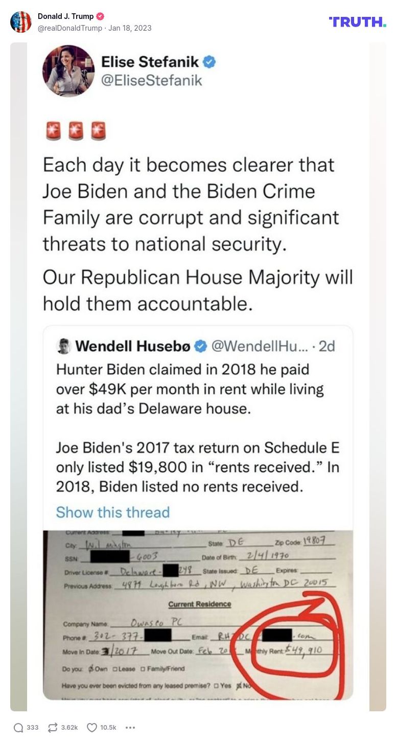 Post image from Donald Trump