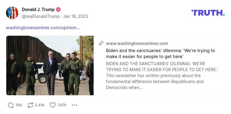 Post image from Donald Trump