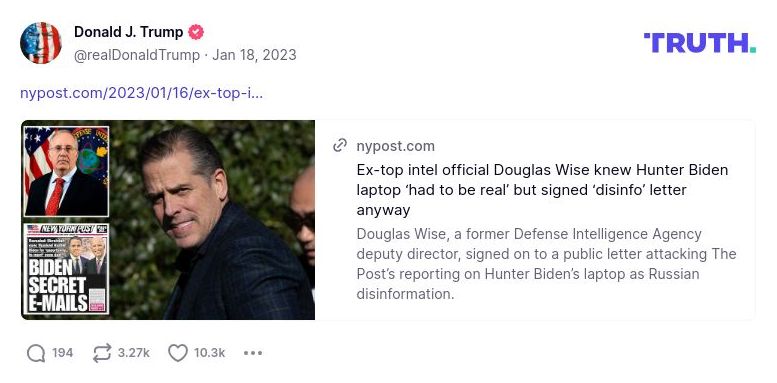 Post image from Donald Trump