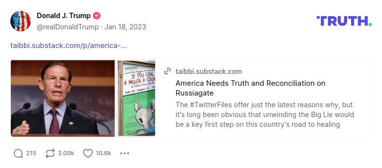 Post image from Donald Trump